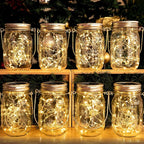 Solar Lanterns, 8 Pack Mason Jar Lights with Warm White LEDs