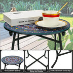 Fashion&cool Small Outdoor Side Table, 14" Round Patio Side Table, Weather Resistant Metal Desk End Table Side Table for Patio Yard Porch Balcony Garden Bedside, Plant Stand for Indoor Outdoor