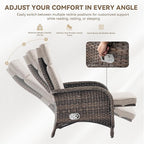 3 Pieces Zero Gravity Wicker Patio Recliner Chairs Set of 2 - Wicker Outdoor Lounge Chair with Side Table, Adjustable Backrest & Footrest, High Back Outdoor Recliner Chair for Pool Deck Beige