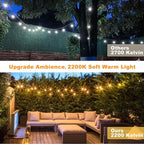 String Lights, 48 FT Waterproof Edison LED Bulbs, Warm 2200K Dimmable