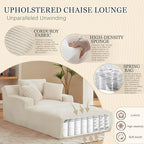 80 Inch Chaise Lounge Chair Indoor, Oversized Corduroy Upholstered Boneless Sofa Bed, Deep Seat Sleeper Couch Reading Chairs, Cloud Sofas Couches for Living Room, No Assembly Required (Beige)