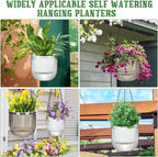 Maxcheck 4 Pcs Self Watering Hanging Planters Indoor Gift 6.5'' 4.5'' Hanging Flower Pots Baskets Outdoor Self Watering Plant with 3hooks Drainage Holes for Home(Grey,Clear)