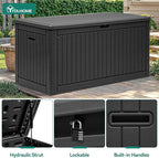 YITAHOME 260 Gallon Large Deck Box with Divider & Side Handles, Outdoor Double-Wall Storage for Patio Furniture Cushions, Garden Pool Accessories, Water Resistant & Lockable