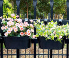 4 Pack Metal Hanging Planter for Outdoor Plants, 10 Inch Black Fence Planters Railing Pots for Garden Patio Balcony Decor, Flower Bucket with Detachable Hooks (Black, 4Pcs)