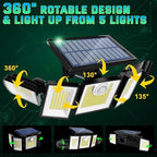 Solar Lights Outdoor Waterproof Motion Sensor - 416 LEDs 3000 Lumens Super Bright 3 Brightness 3 Modes 2400mAh 360° Illumination 32ft Solar Flood Security Light for Outside (Cottage, 3)