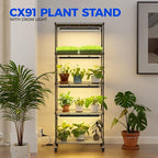 Barrina CX91 5-Tier Plant Stand with Grow Lights for Indoor Plants, Metal Plant Shelf Display Rack with 1.6FT 25W(Per Light) Full Spectrum Plant Lights for Indoor, Balcony, Living Room, 23.6x13.8x59IN