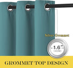 NICETOWN Sea Teal Blackout Curtains 84 inch Length, Grommet Top Room Darkening Drapes for Bedroom Living Room, Light Blocking Window Covering for Privacy (W66 x L84 Inch, 1 Panel)
