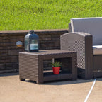 Flash Furniture Seneca Chocolate Brown Faux Rattan End Table