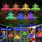 Solar Garden Lights Waterproof 3 Pack Solar Lights Outdoor Decorative 7 Color Changing Double Jellyfish and Butterfly Flower Garden Decor Yard Christmas Pool Outdoor, Gifts for Mother's Women