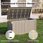 EasyUp 180 Gallon Outdoor Storage Box, Resin Waterproof UV-Resistant Deck Box with Hydraulic Lid Support, Reinforced Stability for Patio, Garden, and Poolside, Gray