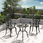 Patio Bistro Set of 2, Cast Aluminum, Outdoor Set w/Umbrella Hole, 3 Piece - Image 6