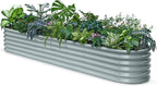 Galvanized Raised Garden Bed 8x4x1.5 ft, 18" Tall Metal Planter for Outdoor Plants Vegetable Herb Leafy Green, Modular Raised Flower Bed with Rust Resistant Coating -Brooklyn Grey
