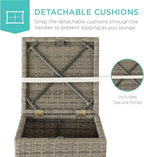 Best Choice Products Set of 2 Wicker Ottomans, Multipurpose Outdoor Furniture for Patio, Backyard, Additional Seating, Footrest, Side Table w/Storage, Removable Cushions - White Sand/Taupe