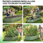 Galvanized Raised Garden Bed Outdoor, 6x3x1ft Oval Metal Raised Beds for Gardening, Rust-Resistant Garden Planter Box for Planting Vegetables, Flowers, Fruits in Lawn(Olive Green, 2 Packs)