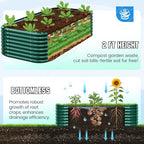 Quictent Galvanized Raised Garden Bed Kit, 8x4x2 ft Oval Metal Planter Box Tall for Vegetables Outdoor Backyard, Strengthened by Crossbar, Dark Green
