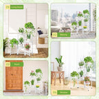 iDavosic.ly Plant Stand Indoor Outdoor, 6 Tier Corner Metal Flower Display Holder Shelf, Easy Assembly Folding Tall Orchid Rack for Patio Balcony Porch Garden Living Room House, White