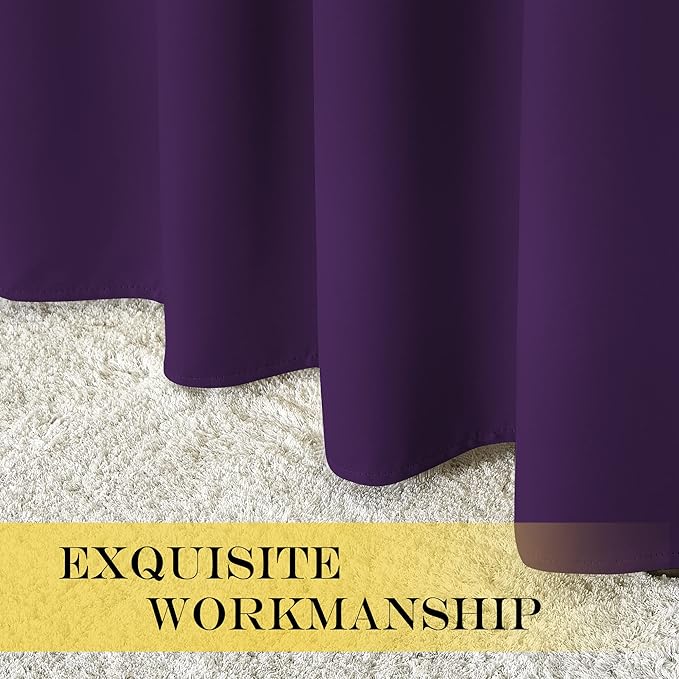 NICETOWN 66 Inch Long Blackout Curtains for Bedroom Living Room, Thermal Insulated Room Darkening Curtains, Light Blocking Blackout Drapes for Bedroom, 66" W x 66" L, 1 Panel, Royal Purple