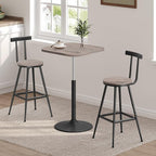 Bar Stools, Set of 2 Bar Chairs with Backrest and Footrest, 26" Tall Counter Stools, Metal Frame, Adjustable Feet, Easy Assembly, for Kitchen, Living Room, Pub, Greige BAHG6001