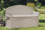 Suncast Outdoor Storage Bench - 50 Gallon Taupe Resin Outdoor Bench with Storage for Cushions, Tools & More. All-Weather Patio Deck Box with Seat for Porch, Pool, Yard, & Garden, Made in USA