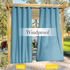 NICETOWN 2 Panels Gazebo Curtains Outdoor Waterproof & Windproof, Top and Bottom Grommet with Back Tab Wind-Break Outdoor Dividers Blackout Blinds with Fixed Rope for Patio, W52 x L84, Light Blue