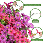 AGIRL 16 Bundles Artificial Flowers for Outdoor,No Fade Fake Plastic Flowers Faux Plants for Hanging Planters Decoration Indoor Outside Garden Porch Window Box Home Wedding