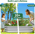 Kesfitt Raised Garden Bed, 5x2x1 FT Galvanized Steel Metal Raised Garden Bed, Oval Open-Bottom Design, 12-Inch Deep for Outdoor Vegetable & Herb Gardening, Silver