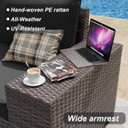 ALAULM 6 Pieces Patio Furniture Set, Oversized Seat/Armrest and High Back Wicker Sectional Furniture Set with Thick Cushion for Backyard, Garden, Black