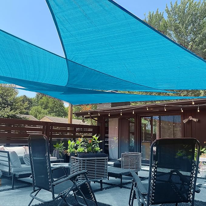 LOVE STORY Custom Size 12'x20'x23.3' Turquoise Blue Sun Shade Sail Right Triangle Sunshade Fabric Awning Canopy for Patio Backyard Carport Pergola (Customized)