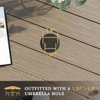VICLLAX Outdoor Dining Set for 4, 5 Pieces Patio Dining Furniture Set with Umbrella Hole- 40.2" Patio Table and Chairs for Balcony, Garden and Deck, Grey Wood Grain Tabletop