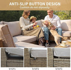 Jing's Villa 5-Piece Outdoor Patio Furniture Set,Ratten Conversation Sectional Sofa w/Coffee Table, All-Weather Patio Conversation Set with Thick and Anti-Slip Cushions for Backyard,Deck,Beige