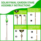 Garden Solar Lights Outdoor, Decorative LED Pearlized Glass Spiral Garden Stake with Finial, Hand Blown Glass and Metal Outdoor Decoration, 3 x 36 Inch (Green)