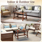 Tangkula Outdoor Coffee Table, Solid Wood Patio Desk with Slatted Tabletop, Rectangle Side Table for Garden Lawn Porch Balcony Poolside Living Room