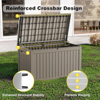 ROJIK Outdoor Storage Housing Deck Box - Waterproof Patio Furniture, Garden Tools, Cushions, Pool Accessories Storage Bench with Lockable Lid and Side Handles (Grey 238 Gal)