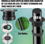Patio Table Umbrella Hole Ring Plug Cap Set, Yard Parasol Table Hole Cover Insert Black Thicker Patio Table Hole Plug Ring for Cafes, Outdoor, Milk Tea Shops, Camping