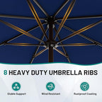 AreShark 9 FT Patio Umbrella for Outdoor, Outdoor Umbrella with Push Button Tilt and Crank, Outdoor Patio Umbrellas with 8 Sturdy Ribs for Market, Garden, Deck, Backyard, Pool (Navy)