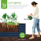 Best Choice Products 8x4x2ft Outdoor Metal Raised Garden Bed, Deep Root Planter Box for Vegetables, Herbs & Flowers, 478-Gallon Capacity, 100% Non Toxic Materials - Navy