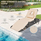 GYMAX Tanning Chair, 350lbs Beach Lounge Chair with Face Hole, Detachable Washable Pillow & Carry Strap, Adjustable Folding Chaise Lounge, Layout Chair for Outside, Patio, Poolside, Lawn (1, Beige)