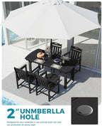 Ciokea HDPE Outdoor Dining Set, 5-Piece Patio Table and Chairs Set with Umbrella Hole, All-Weather Patio Dining Sets for 4, Durable Patio Furniture for Backyard, Garden, Lawn & Poolside, Black