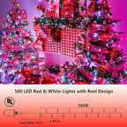 String Lights with 500 LEDs, 165ft Red and White, IP44 Outdoor