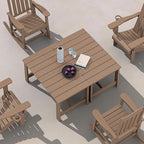 SERWALL Patio Coffee Table, HDPE Rectangle Outdoor Coffee Table, Brown