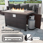 Kullavik 13 Pieces Outdoor Patio Furniture Set with 43" 55000BTU Gas Propane Fire Pit Table PE Wicker Rattan Sectional Sofa Patio Conversation Sets,Grey