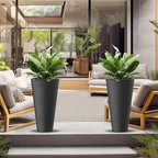 Kante Tall Round Planter Set of 2, 29" H Large Decorative Planter Pots for Outdoor Indoor Garden Patio Front Porch (Black)