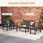 Outdoor Bench, 2-Person Patio Backless Bench Holds up to 800lbs, Weatherproof Garden Bench That Never Rot and Fade, Suit for Backyard, Porch, Patio, Deck and Entryway (Black)