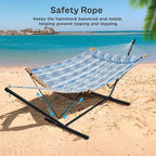 SUPERJARE Hammock with Stand, 2 Person Heavy Duty Hammock Frame, Detachable Pillow & Strong Curved-Bar & Portable Carrying Bag, Perfect for Outdoor & Indoor - Graffiti Blue
