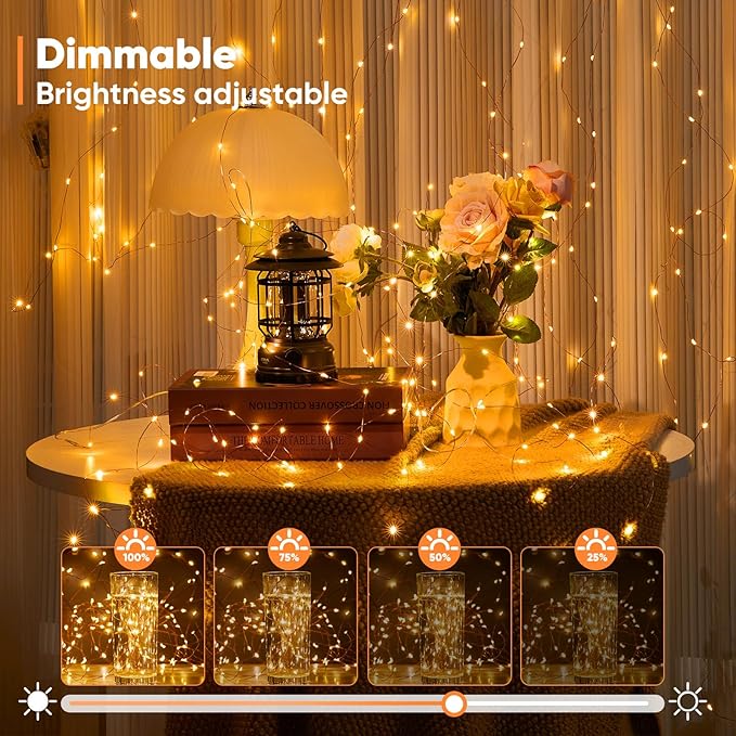 Indoor String Lights, 4 Pack, 16.4 Ft Battery Powered White LED