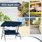 Tangkula 3 Person Porch Swing, Patio with Removable Cushion & Powder-Coated Steel Frame, Outdoor Swing with Canopy for Porch, Backyard, Garden, Balcony(Navy)
