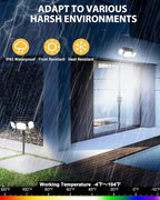 Solar Motion Sensor Outdoor Lights with Stakes, In-Ground or Wall Mount, 270° Wide Angle Illumination, 208 LED Solar Powered Security Flood Lights, IP65 Waterproof, 2 Pack