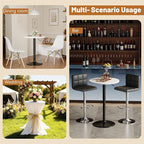 Flamaker Round Bistro Pub Table 23.6 Inch Height Adjustable 360° Swivel Bar Table Metal Base for Pub, Dining Room, Party (4, White-Black)