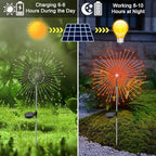 Solar Garden Lights Outdoor, 2 Pack 120 LED Twinkling Firework Lights Decorative with 2 Modes, Outdoor Waterproof Solar Starburst Light for Outside Yard Pathway Garden Decor, Orange