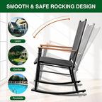 Shintenchi Outdoor Rocking Chairs Set of 2,Upgraded High Back Patio Rocking Chair Set,Breathable Textilene Fabric Outdoor Rocking Chair for Porch,Patio,Garden,Balcony,Black